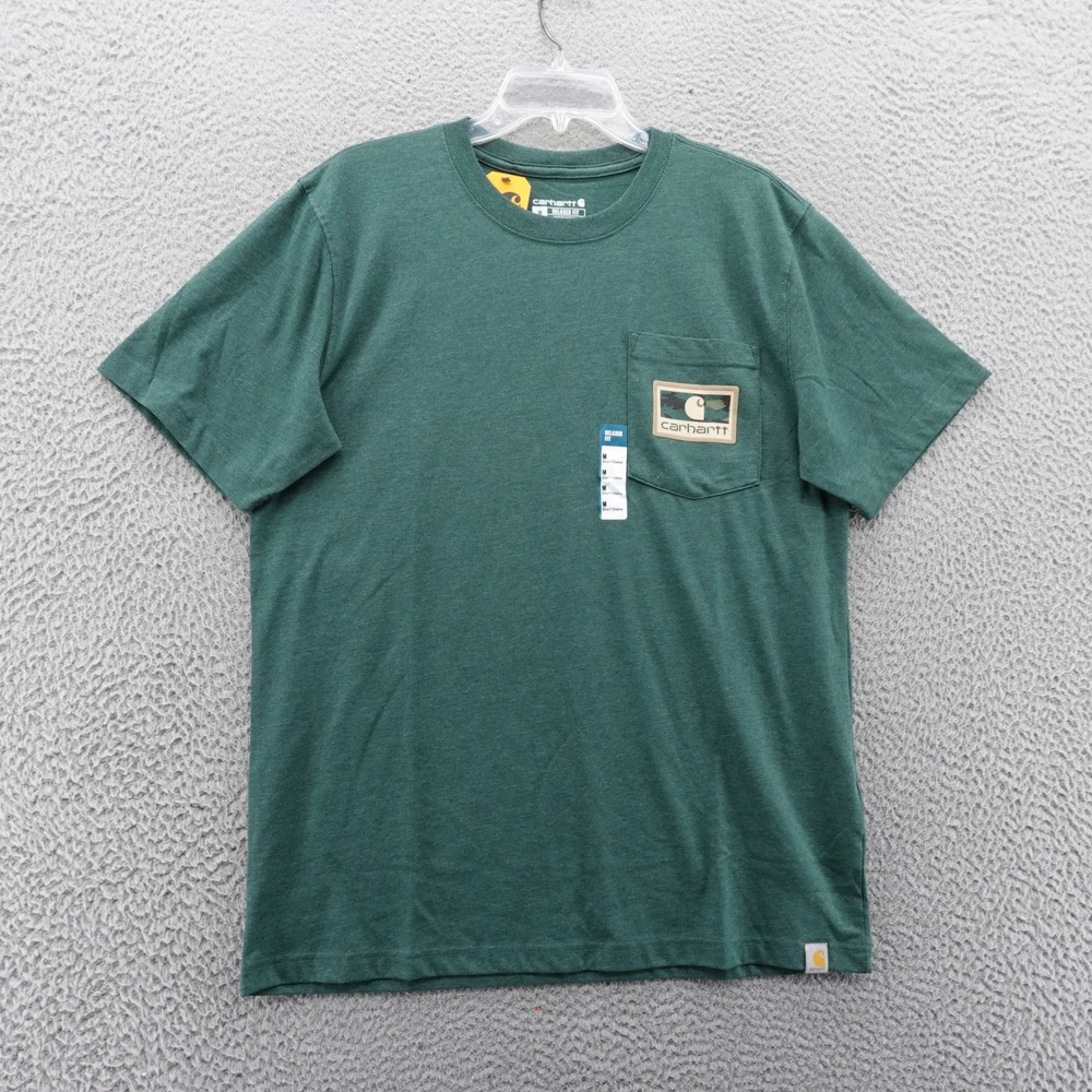 Carhartt Mens Relaxed Short Sleeve Pocket T Shirt Green‎ Medium Camo Patch NEW